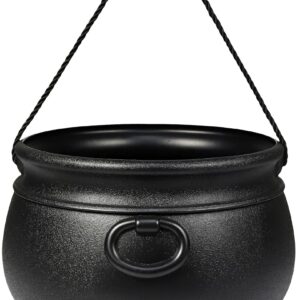 GIFTEXPRESS 12" Black Halloween Cauldron - Large Plastic Witch Kettle For Candy, Treats & Punch Bowl - St. Patrick's Day Pot of Gold Party Bucket Decor