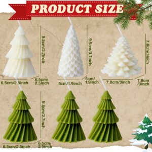 Conelist 6 pcs Christmas Tree Shaped Candles Xmas Wax Scented Candles 3.7 Inch Decorative Christmas Tree Candles Gifts for Xmas Eve Winter Holiday Party New Year Bedroom Room Table Decor, 4 Styles