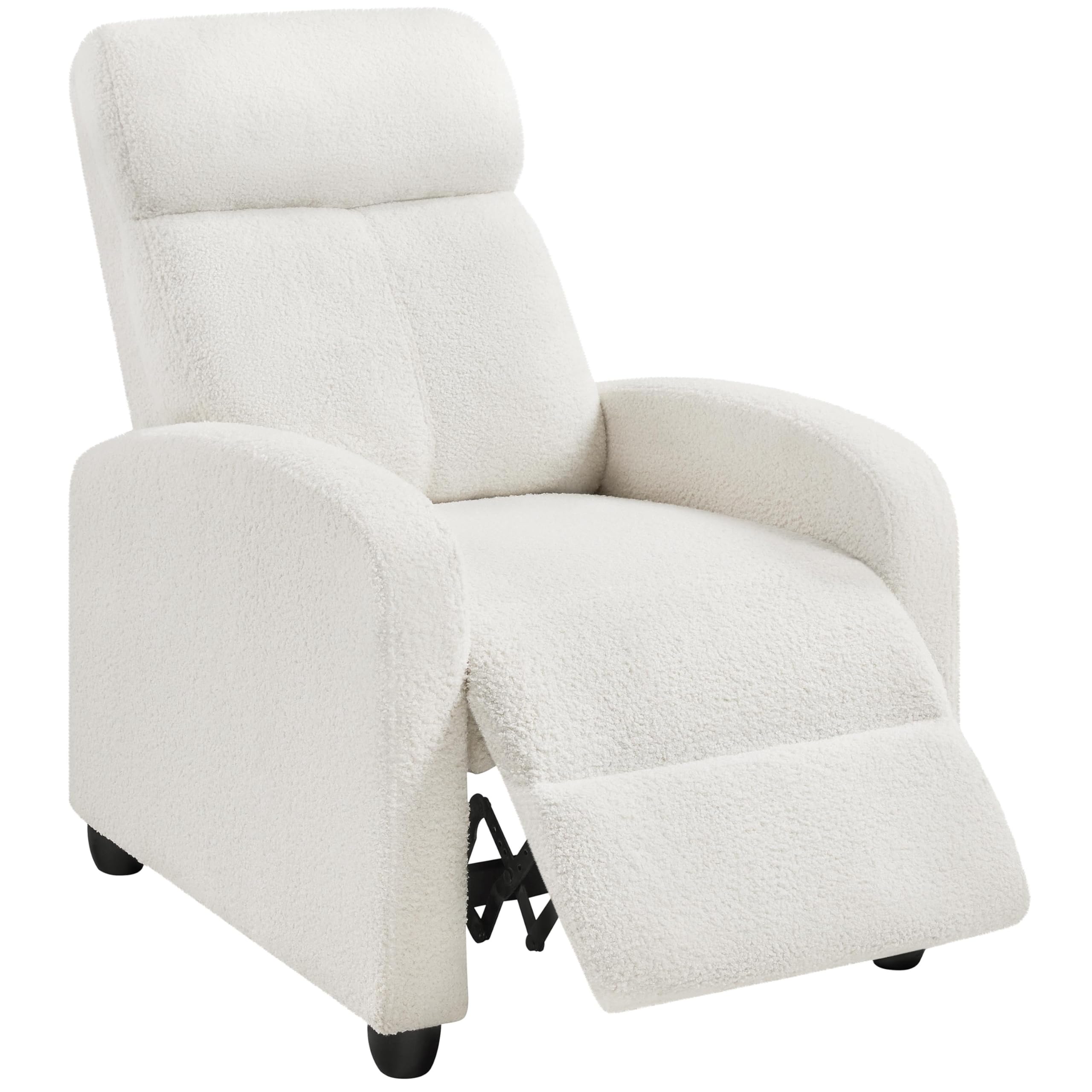 Topeakmart Boucle Recliner Sofa Push Back Recliner Chair Adjustable Modern Single Reclining Chair Upholstered Sofa with Pocket Spring Living Room Bedroom Home Theater Cream