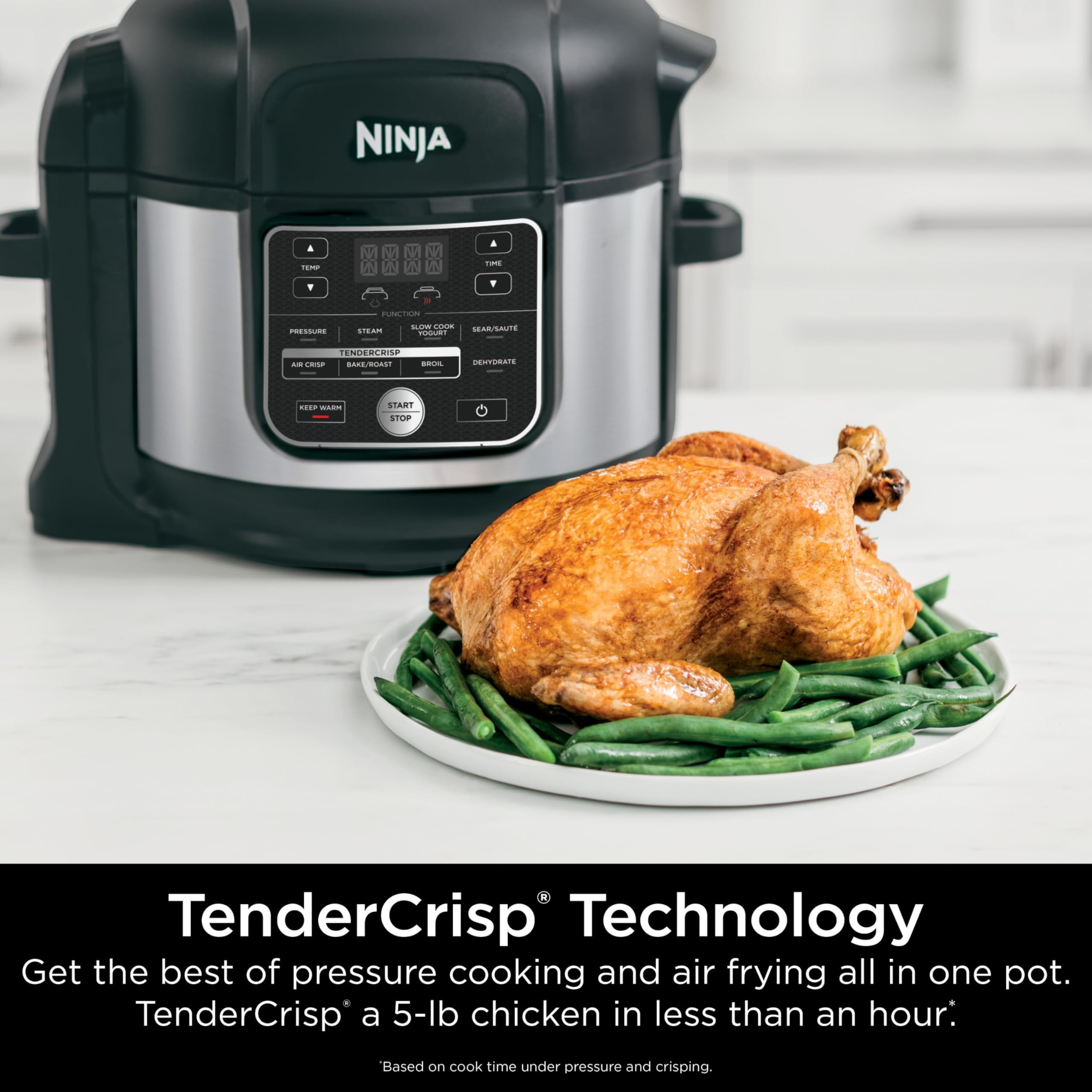 Ninja Foodi 10-in-1 6.5-Qt PRO Pressure Cooker OS300 | Air Fryer, TenderCrisp, Slow Cook, Sous Vide | Nonstick, Ceramic Coated, PTFE/PFOA Free, Dishwasher Safe