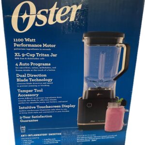 O-ster XL Professional Blender, 1100 Watts, 9-Cup Tritan Jar, 8 Speeds, Dual Direction Blade, Tamper Tool Included