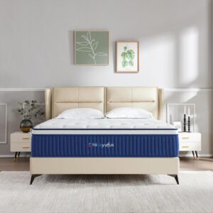 Chiusyufuk King Mattress,12 Inch King Size Mattress in a Box,Single Bed Mattress with Memory Foam and Pocket Spring,Ergonomic Design & Pressure Relief,Medium Firm Mattress,76"*80"*12"