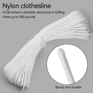 Outdoor Clothesline Kits,Include 150 Ft Nylon Clothes Line,Clothesline Pulley Clotheslines S Separator Spreader, Clothesline Tightener, Hook and Clothespins