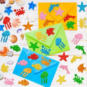 530Pcs Sea Animal Foam Sticker Set with Glitter Accents Self-Adhesive Eyes Perfect for Kids' Crafts DIY Scrapbooking Card Making and Undersea Themed Wall Decorations Gifts