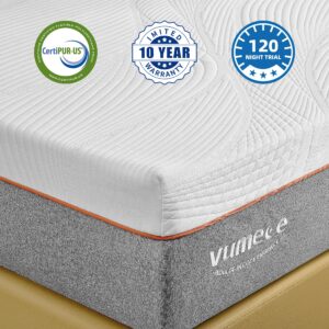 Vumece 12 Inch King Mattress Gel Memory Foam Mattress King Size Mattress for Cool Sleep & Pressure Relief & Motion Isolating, King Mattress in a Box, CertiPUR-US Certified, Medium Firm