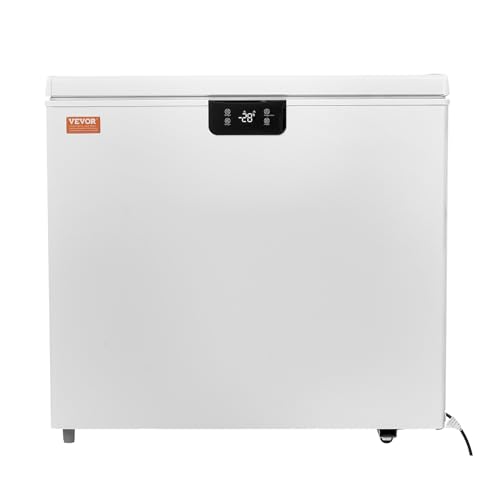 VEVOR Chest Freezer, 10 Cu.ft Compact Deep Freezer, Free Standing Top Open Door Compact Freezers with 2 Removable Baskets & Adjustable Thermostat, Energy Saving & Low Noise, White