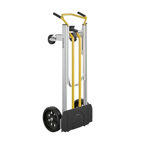 COSCO 12253BBY1E Next Generation 3-in-1 Folding Toe Plate Hand Truck, 800/1000 Pound Weight Capacity, Yellow