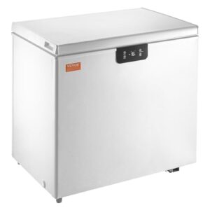 VEVOR Chest Freezer, 10 Cu.ft Compact Deep Freezer, Free Standing Top Open Door Compact Freezers with 2 Removable Baskets & Adjustable Thermostat, Energy Saving & Low Noise, White