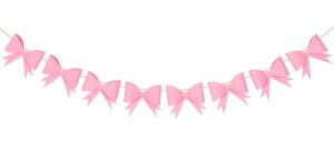 whaline pink bow garland banner 3d cute bow hanging garland paper banner for coquette birthday baby bridal shower bachelorette party supplies