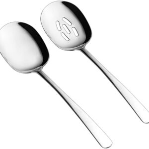 X-Large Serving Spoons Set, 9.8 Inch and 2.8 Inch Slotted Stainless Steel (2 Pack)