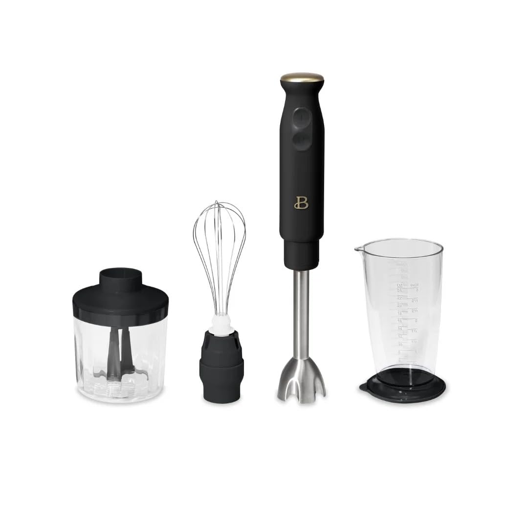 The Beautiful 2-Speed Immersion Blender with Chopper & Measuring Cup, Black Sesame by Drew Barrymore