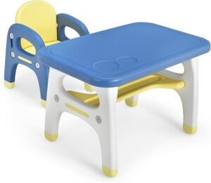 nightcore baby table & chair set with storage rack, dinosaur shaped children's desk set, building block table, suitable for boys & girls