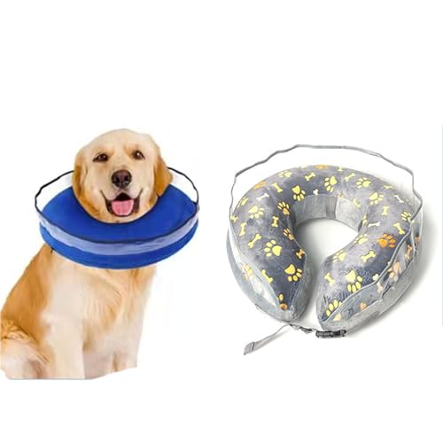 PASNMKvn Stop Licking and Biting Inflatable Collar Protective Cone for Pets Clear Baffle for Visibility for Post