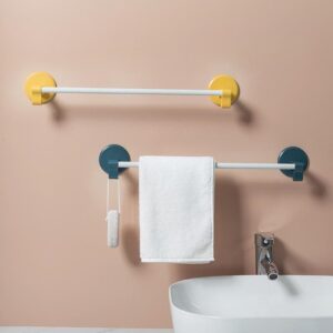 Bathroom shelf, towel rack, punch-free high-end rag浴室置物架毛巾架免打孔高档抹布挂架卫生间加厚放毛巾杆简约 Kitchen accessories