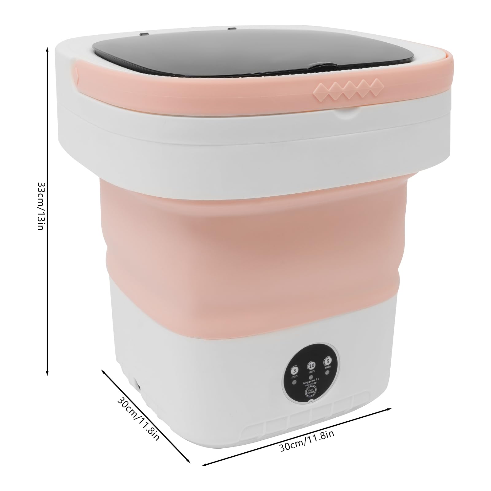 Portable Washing Machine, 12L Mini Foldable Washer with 3 Modes Deep Cleaning for Underwear Small Items Apartment Dorm RV Travel laundry (Pink, 12L)