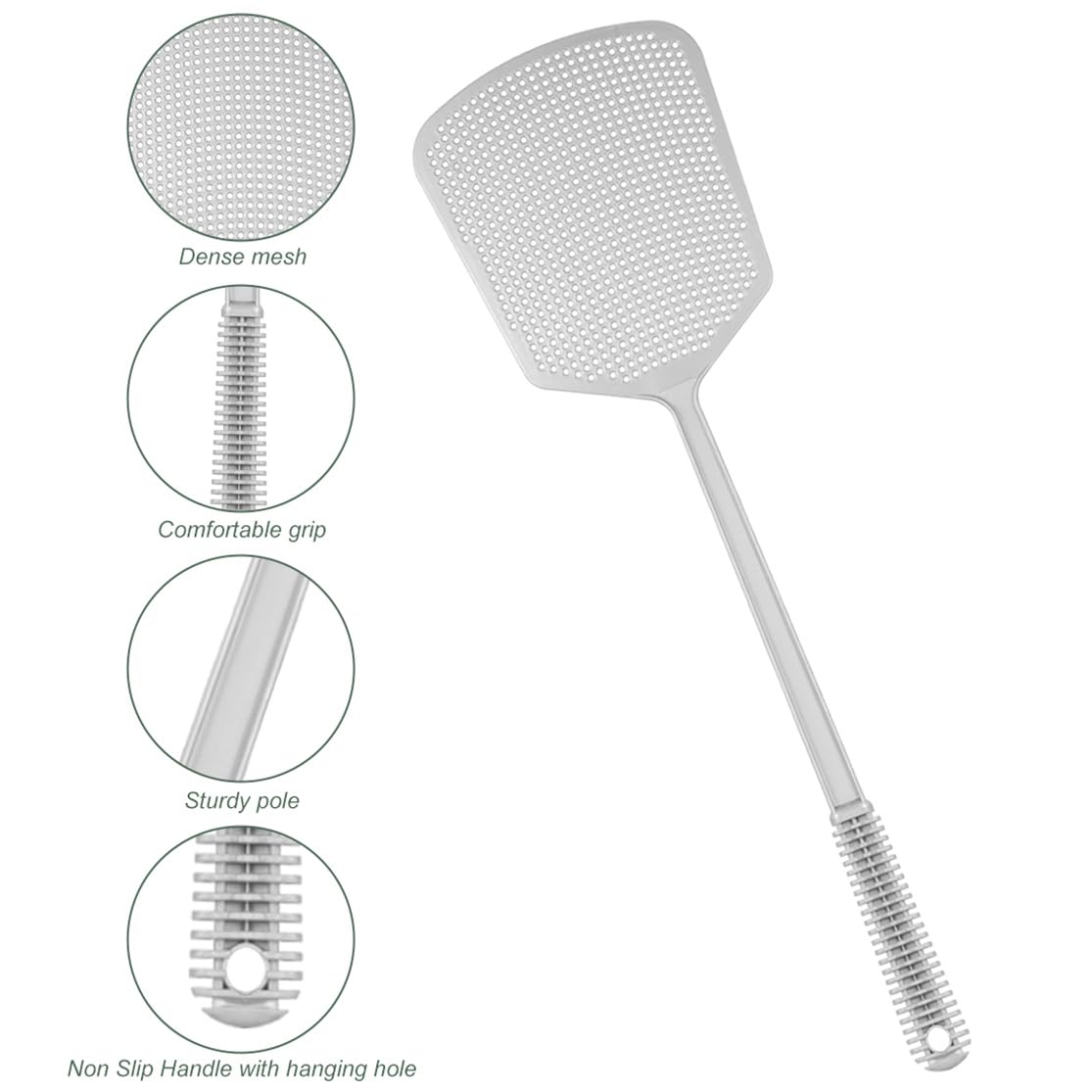 Fly Swatter Plastic Fly Swat 3PCS Manual Flyswatter Long Handle Racket for Indoor Outdoor