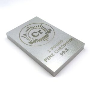 chromium 1 pound approx. 454grams bar 99.5% laser engraved periodic table