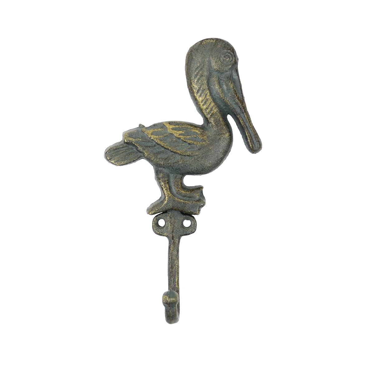 TG,LLC Treasure Gurus Metal Coastal Pelican Wall Hook Beach House Hat Coat Hanger Bath Towel Rack Nautical Home Decor