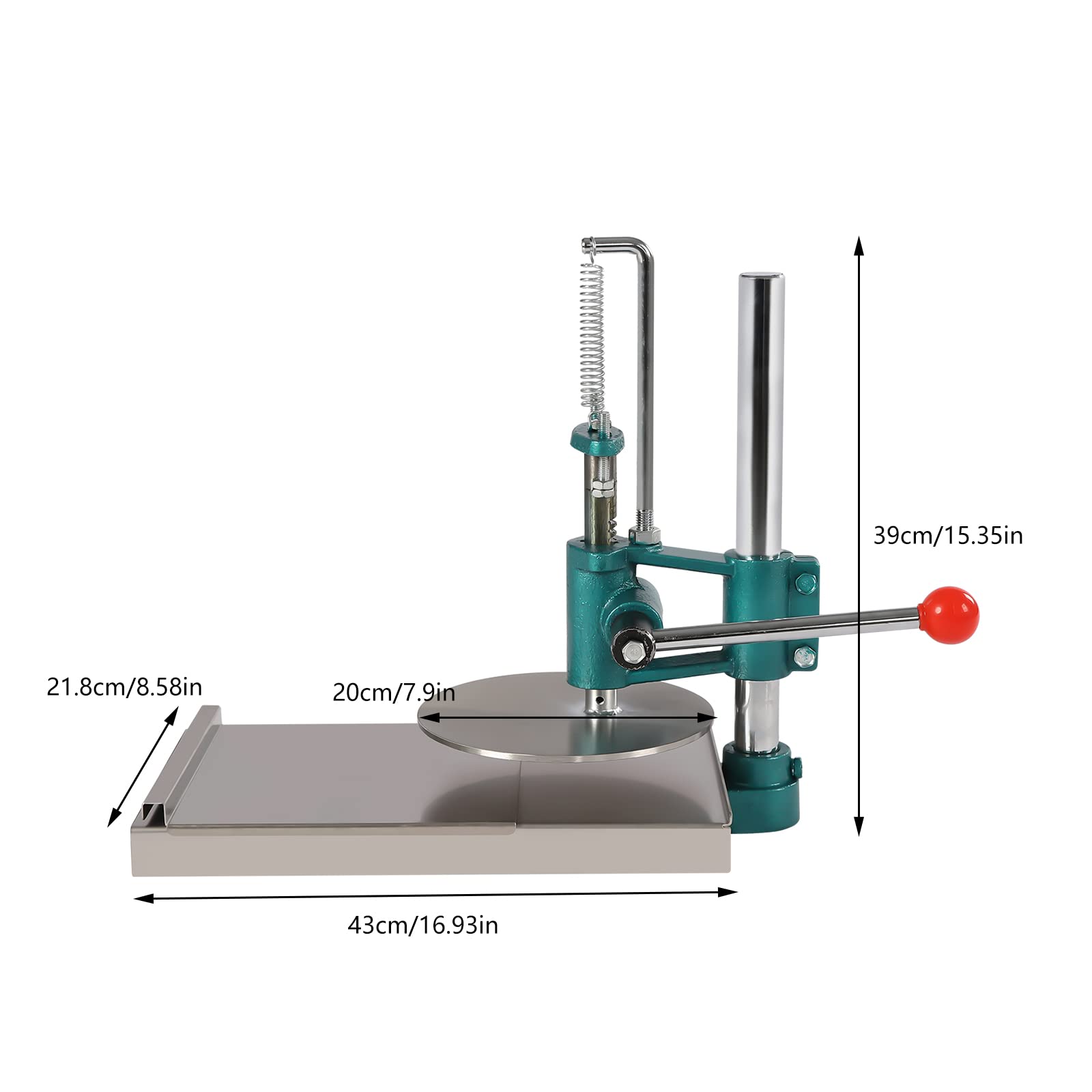 Manual Pizza Dough Press Machine, Soft Rolls Height Adjustable Dough Pastry Presser Stainless Steel Pasta Maker Pizza Express Dough Sheeter Commercial Dough Sheeter (7.9in（20cm）)