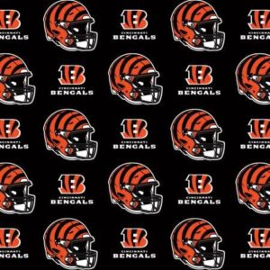 cincinnati bengals cotton fabric - nfl team logo cotton fabric by the yard, fat quarter, half yard, 1 yard, 2 yard cuts