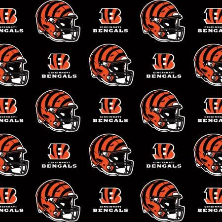 Cincinnati Bengals Cotton Fabric - NFL Team Logo Cotton Fabric by The Yard, Fat Quarter, Half Yard, 1 Yard, 2 Yard Cuts