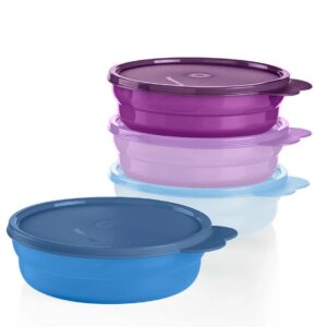 tupperware microwave reheatable cereal bowls set - dishwasher safe & bpa free - (4 bowls + 4 lids)