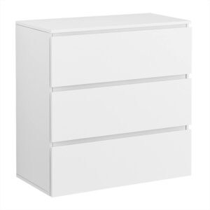 Homsee Modern 3-Drawer Dresser Chest, Wooden Dresser Tower with Wide Storage Space, 30.3" L Dresser Closet for Living Room Bedroom Hallway (White)