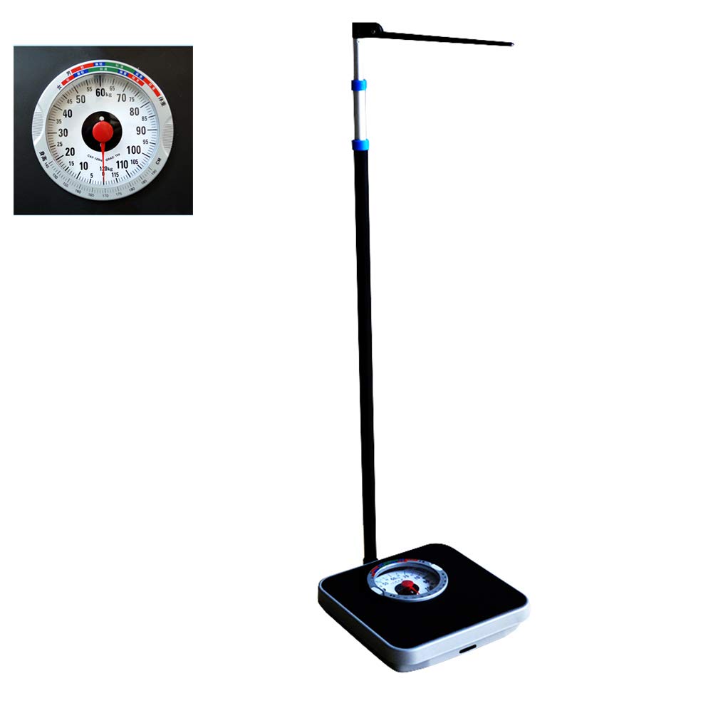 Mechanical Bathroom Scales, Analog Precision Dial Weight Scales, Scale with Height Rod, Extra-Large Dial