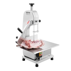 VEVOR Commercial Electric Meat Bandsaw, 650W Stainless Steel Countertop Bone Sawing Machine, Workbeach 12.4" x 18.1", 4.33 Inch Max Cutting Thickness, Frozen Meat Cutter for Rib Pork Beef