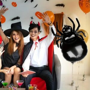 Halloween Balloons 2PCS Giant Black Spider Balloons Party Balloons Big Halloween Spider Foil Balloons Black Party Balloons Cute Birthday Decorations Halloween Foil Balloons Decorative Foil Balloons