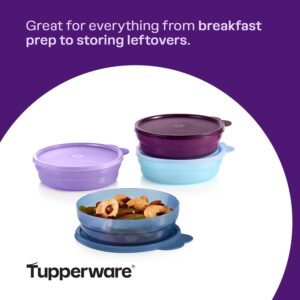 Tupperware Microwave Reheatable Cereal Bowls Set - Dishwasher Safe & BPA Free - (4 Bowls + 4 Lids)