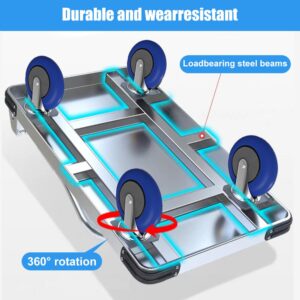 36" L x24 W Platform Truck Steel Foldable Push Cart,2000 LBS Capacity Heavy-Duty Moving Platform Trucks Hand Cart for Groceries, Warehouse Transport with 5’ Nylon Casters