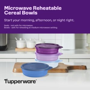 Tupperware Microwave Reheatable Cereal Bowls Set - Dishwasher Safe & BPA Free - (4 Bowls + 4 Lids)