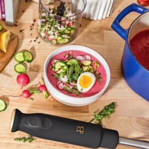 The Beautiful 2-Speed Immersion Blender with Chopper & Measuring Cup, Black Sesame by Drew Barrymore