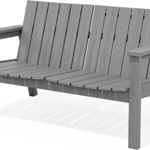 SERWALL Outdoor Bench for 2 Person, Grey 1 Pack