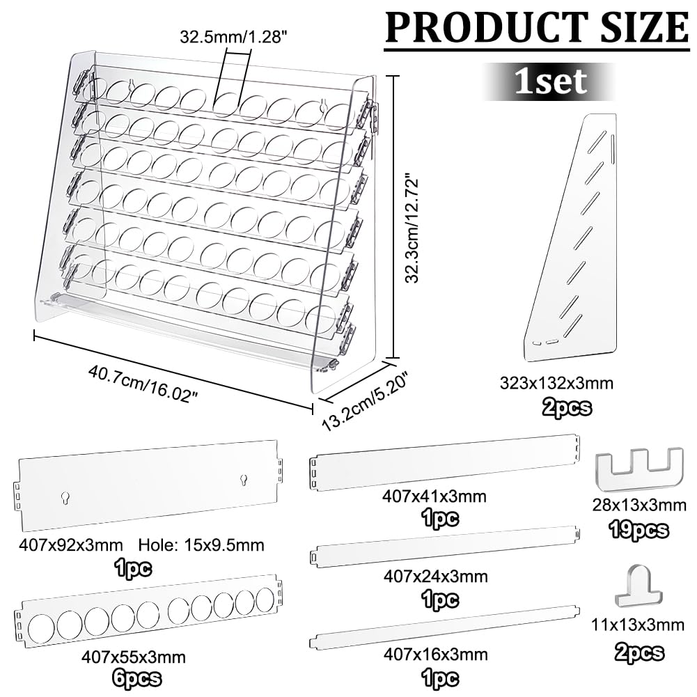 PH PandaHall Paint Rack Organizer 60 Holes Acrylic Paint Storage Organizer Stand Paint Holder with 6 Tier Stands Display Craft Paint Holder Display Risers for Miniature Paints, Hole: 1.27 inch