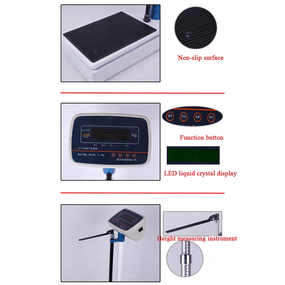 Digital Health Scale with Height Rod, Electronic Height and Weight Physician Scale Capacity, 150kg Capacity