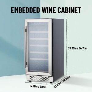 Wine Refrigerator, 28 bottles Wine Cooler Refrigerator, Compact Fridge with 34-65℉ Digital Temperature Control, LED Touch, Built-in Glass Door Free Standing, Red, White Wine for Bar, Home