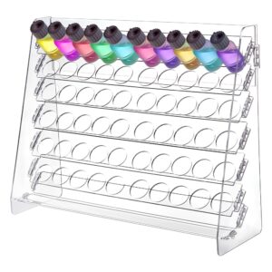 ph pandahall paint rack organizer 60 holes acrylic paint storage organizer stand paint holder with 6 tier stands display craft paint holder display risers for miniature paints, hole: 1.27 inch