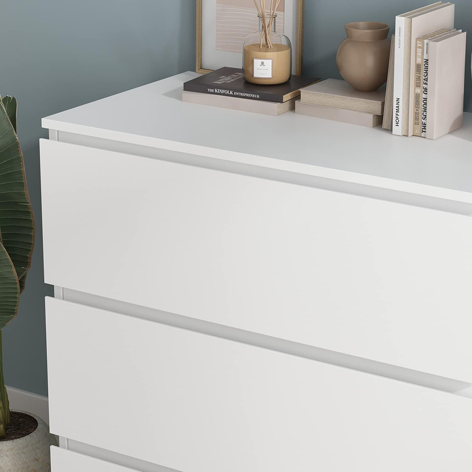 Homsee Modern 3-Drawer Dresser Chest, Wooden Dresser Tower with Wide Storage Space, 30.3" L Dresser Closet for Living Room Bedroom Hallway (White)