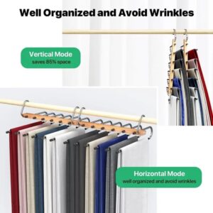 NV Wood Wardrobe Organizer Racks – Space-Saving 6-Layer Wooden Closet Hangers, Multi-Functional for Pants, Skirts, Scarves & More, 2-Pack (Horizontal & Vertical Use)