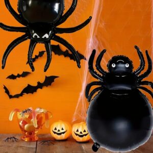 Halloween Balloons 2PCS Giant Black Spider Balloons Party Balloons Big Halloween Spider Foil Balloons Black Party Balloons Cute Birthday Decorations Halloween Foil Balloons Decorative Foil Balloons