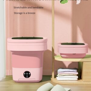 Portable washing machine,Mini Washer,11L upgraded large capacity foldable Washer.Deep cleaning of underwear, baby clothes and other small clothes.Suitable for apartments, dormitories, hotels. (Pink)