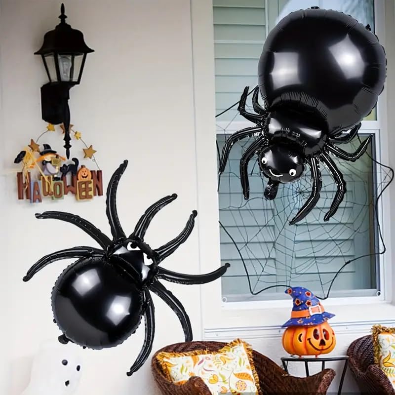 Halloween Balloons 2PCS Giant Black Spider Balloons Party Balloons Big Halloween Spider Foil Balloons Black Party Balloons Cute Birthday Decorations Halloween Foil Balloons Decorative Foil Balloons