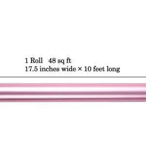 ZINTBIAL Metallic Pink Wrapping Paper Roll with Cut Lines - Solid Pink Holiday Gift Wrap for Halloween, Christmas, Birthdays, Baby Shower, Wedding - 17.5 in x 33 ft (48 sq. ft), Easy to Cut