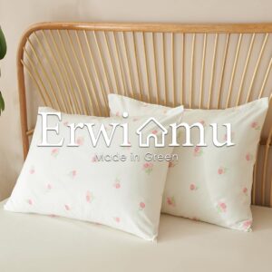 Erwinmu Floral Duvet Cover Set Queen Size,White Pink Tulip Pattern Bedding Duvet Cover with Zipper Closure,Breathable Microfiber Comforter Cover 90"x90" and 2 Pillowcases 20"x30"