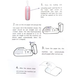 Kelepu Mini Printer Pink Multipurpose Portable Mini HD Mobile Phone Photo Title Note Error Question Thermal Printer for Office Home School Travel