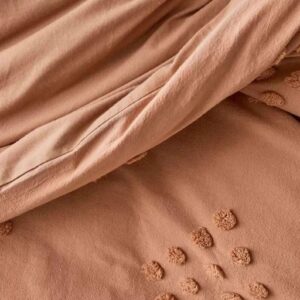 HANDICRAFT HANDLOOM Burn Orange Boho Duvet Cover Twin Size-68"x90" Tufted Duvet Cover for All Seasons Bedding with Pillow Cover Set 100% Washed Cotton 3 Pieces Tufted Embroidery for Home (D-3)