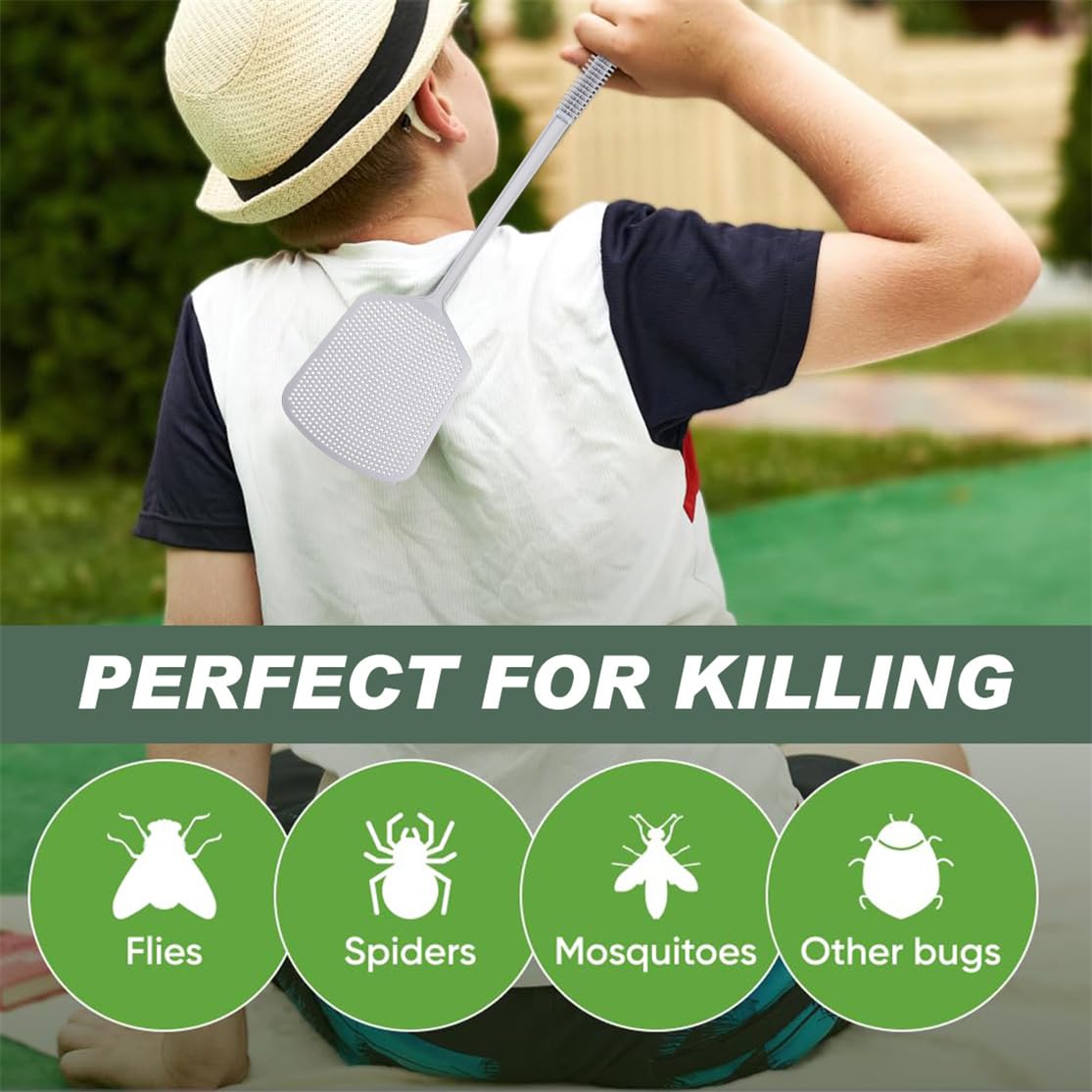 Fly Swatter Plastic Fly Swat 3PCS Manual Flyswatter Long Handle Racket for Indoor Outdoor