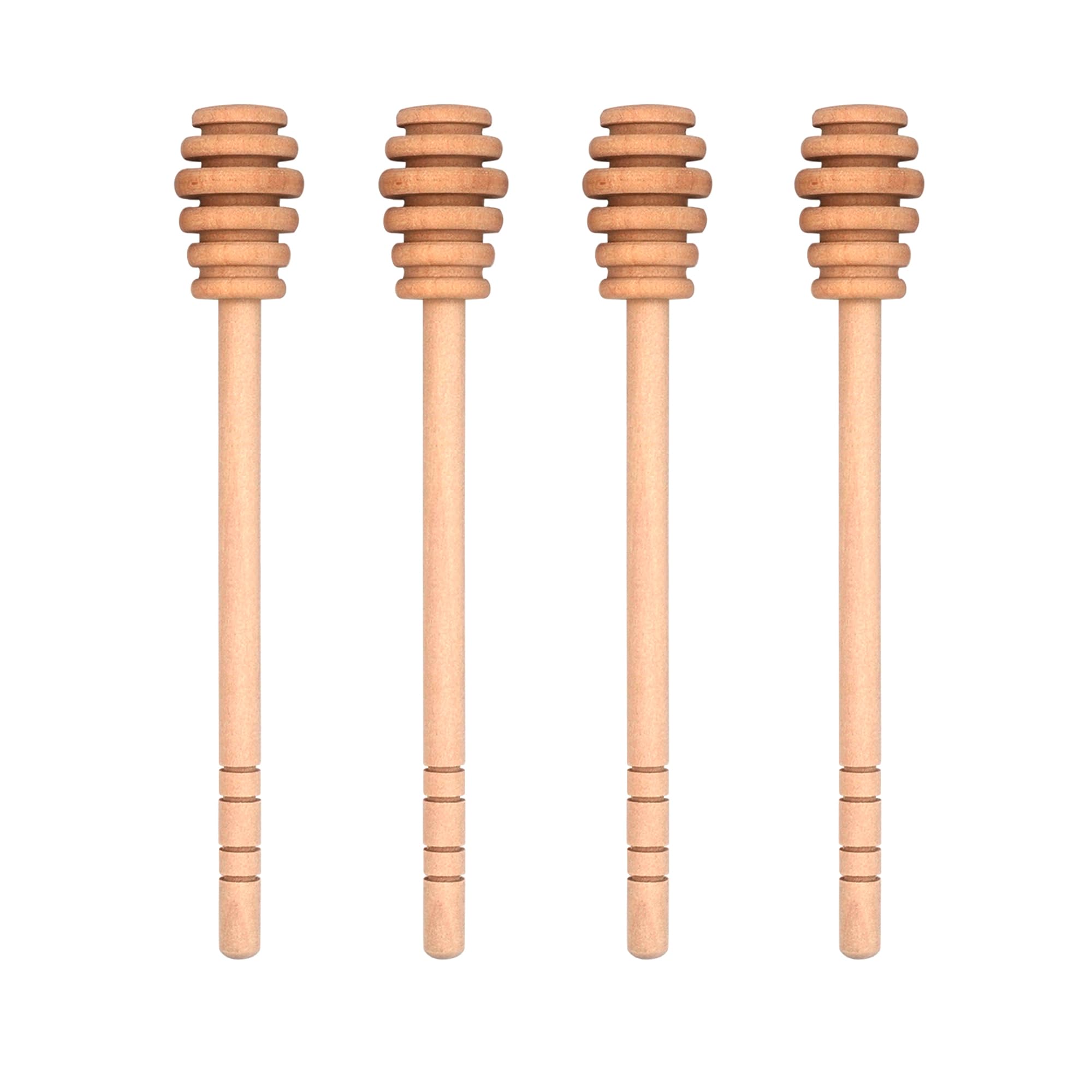 4PCS Honey Mixing Stirrer, 6.3 Inches Wooden Honey Dipper, Smooth Honey Comb Stick, Honey Spoon Collecting Dispensing Drizzling Jam (Straight Handle)